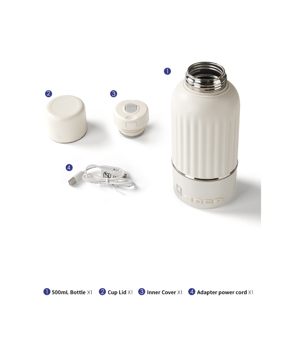 Smart Water Bottle 500 (TYPE-C Rechargeable and without adapter)